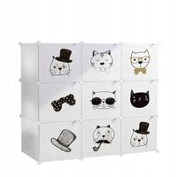 SZAFA MODUŁOWA DLA DZIECI BIAŁA Z MOTYWEM BAJKOWYM DUŻA GARDEROBA 9 PÓŁEK