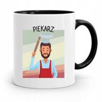 Kubek Czarny Prezent Dla Najlepszego Piekarza Z Nadrukiem Ze Zdjęciem