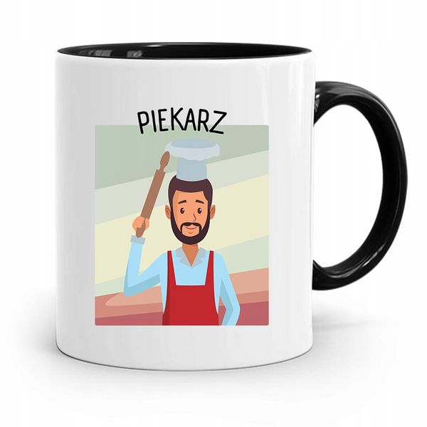 Kubek Czarny Prezent Dla Najlepszego Piekarza Z Nadrukiem Ze Zdjęciem zdjęcie 1
