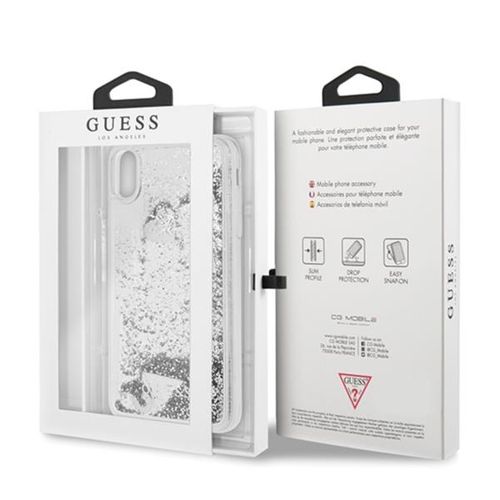 Guess Liquid Glitter Hearts - Etui iPhone Xs Max (Silver) na Arena.pl