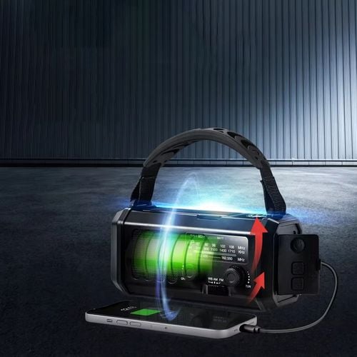 PRZENOŚNE RADIO SOLARNE KORBKA ALARM DYNAMO AWARYJNE LATARKA 10000mAh na Arena.pl