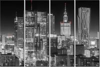 120CM 80 OBRAZ 4 ELEM WARSZAWA NOCĄ ŚCIENNY