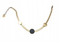 Delikatna bransoletka celebrytka trzy kółka czarny kolor złoty