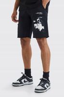 CZARNE BAWEŁNIANE LUŹNE SPODENKI KIESZENIE NADRUK PRZED KOLANO BOOHOO 32