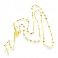 Naszyjnik pozłacany różaniec z krzyżykiem i medalikiem na Komunię srebro