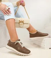 Brązowe Ażurowe Wsuwane Sneakersy SIone 36