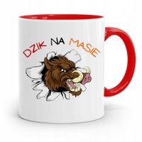 Kubek Czerwony Prezent Dla Chłopaka Dzik Na Masie Z Nadrukiem Ze Zdjęciem