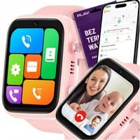 SMARTWATCH DLA DZIECI ZEGAREK SIM GPS POLSKI RÓŻOWY TELEFON APARAT GRY 4G