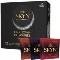Prezerwatywy SKYN UNKNOWN PLEASURE MIX z wypustkami smakowe cienkie 42 szt.