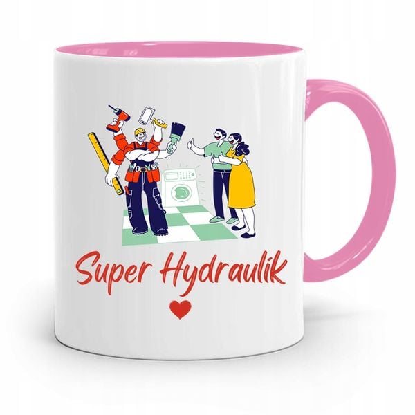 Kubek Różowy Prezent Dla Super Hydraulika Z Nadrukiem Ze Zdjęciem zdjęcie 1