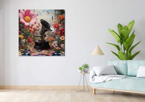 Obraz 100x100cm Gramofon w Kwiatach na Arena.pl