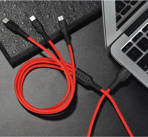 Hoco mocny kabel 3w1 micro USB + USB-C + lightning na Arena.pl