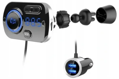 TRANSMITER BLUETOOTH FM SAMOCHODOWY SZYBKA ŁADOWARKA 2x USB AUX na Arena.pl