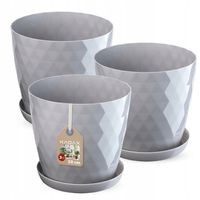 KADAX Zestaw 3x Doniczka Z Podstawką Szara 30cm