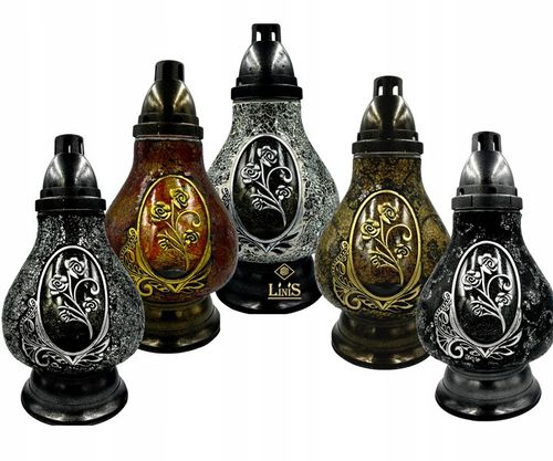 Znicz Szklany Karafka Witraż Mozaika Serce Czarno-Srebrny 38cm Lampion na Arena.pl