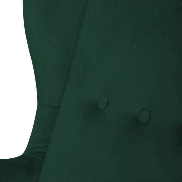 ZIelony Fotel Bujany Uszak + Podnóżek ze schowkiem + Poduszka