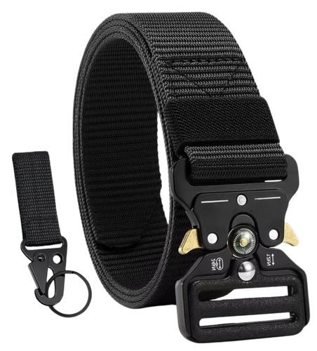 Pasek militarny  na zatrzask pas taktyczny parciany z kompasem czarny na Arena.pl