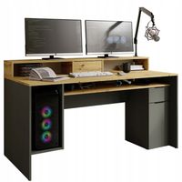 Biurko REXO 160 cm z szufladami i półkami 130 cm