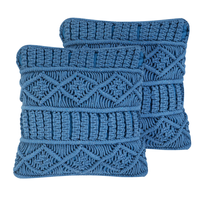 Zestaw 2 poduszek dekoracyjnych makrama 45 x 45 cm niebieski KARATAS