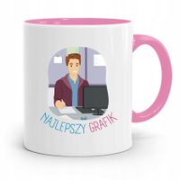 Kubek Różowy Prezent Dla Najlepszego Grafika! Z Nadrukiem Ze Zdjęciem