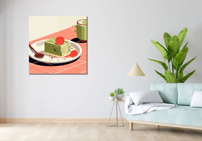 Obraz 90x90cm Deser Matcha zdjęcie 2