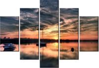 105CM 150CM OBRAZ 5 ELEM ZACHÓD SŁOŃCA JEZIOREM DRUK