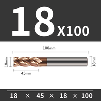Frez TiSiN 4 ostrza Z-4 do stali nierdzewnej do 55HRC Roz. Ø18x45x18Dx100L