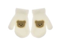 Rękawiczki jednopalczaste futerkowe misiu białe 14cm