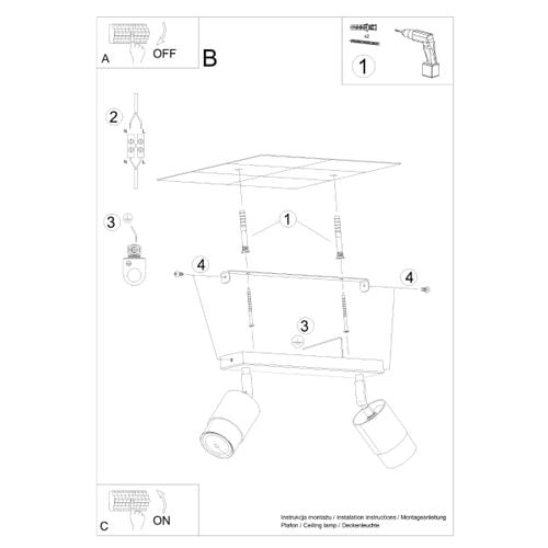 Plafon NERO 2 czarny/złoty na Arena.pl