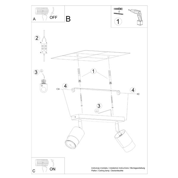 Plafon NERO 2 czarny/złoty zdjęcie 5