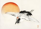 Plakat 55x40cm Flying Crane, Kōno Bairei Japoński Vintage do Salonu