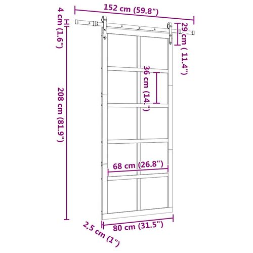 Drzwi przesuwne Brązowy 80 x 208 cm Lite drewno sosnowe na Arena.pl