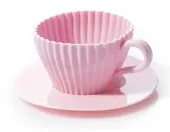 Nieprzywierające Silikonowe Foremki do Muffinek - Różowe Filiżanki 4 szt.