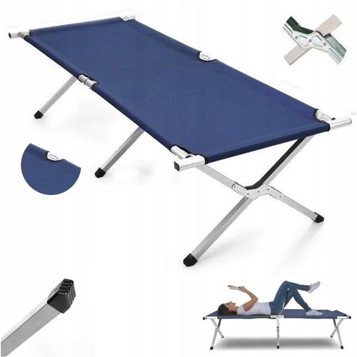 Działkowe Łóżko Polowe Turystyczne Leżak Leżanka XXL Odcień granatu TP190G na Arena.pl
