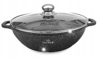 Garnek NISKI 28cm kamienna patelnia wok ZILNER brytfanna do piekarnika gaz
