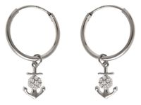 Eleganckie rodowane wiszące srebrne kolczyki kółka kółeczka kotwica białe cyrkonie srebro 925 K2681