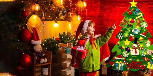 CHOINKA Z FILCU FILCOWA LED ZABAWKA DLA DZIECI DEKORACJE ŚWIĄTECZNE ŚWIĘTA na Arena.pl