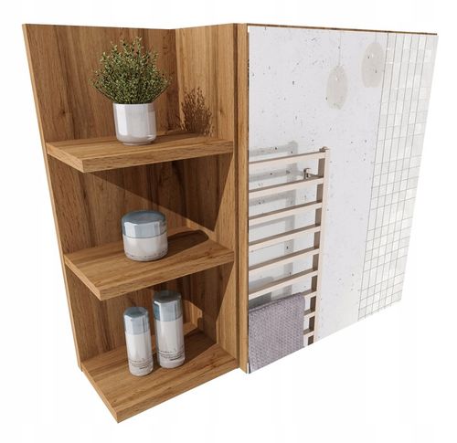 Szafka łazienkowa regał łazienkowy półki lustro wisząca dąb Wotan na Arena.pl