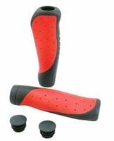 Chwyty rowerowe na kierownicę gumowe czarno-czerwone