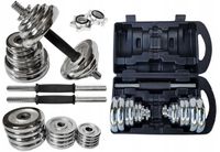 Hantle żeliwne regulowane w walizce 2x10 kg CHROMOWANE zestaw 20kg gryfy