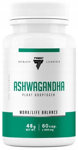 ASHWAGANDHA TREC VITALITY 60 kaps STRES PAMIĘĆ ŻEŃ-SZEŃ INDYJSKI SKUPIENIE na Arena.pl