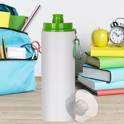 Biały bidon 850 ml z Twoim nadrukiem zielony karabińczyk na Arena.pl