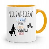 Kubek Żółty Prezent Dla Szefa Nie Zadzieraj Ze Mną Z Nadrukiem Ze Zdjęciem