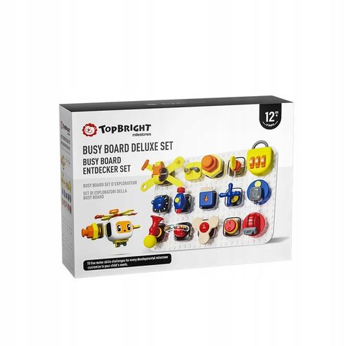 Tablica manipulacyjna z kostką i doczepianymi elementami 12 mies.+ TOPBRIGH na Arena.pl