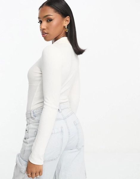 MISS SELFRIDGE DOPASOWANE BIAŁE BODY PRĄŻKI KOŁNIERZ 6EZ NH2__L zdjęcie 2