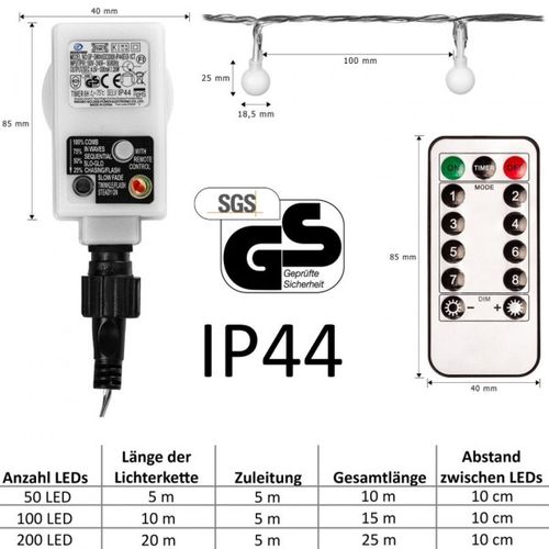 Lampki 100 LED białe kulki z programatorem na Arena.pl