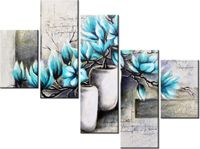 100 75CM OBRAZ 5 ELEM MAGNOLIE NIEBIESKICH KOLORACH ŚCIENNY