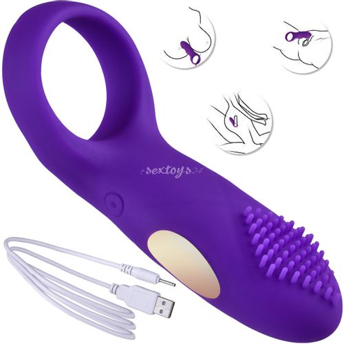 MASAŻER Pierścień z Wibratorem 10 PROGRAMÓW FIOLETOWY na Arena.pl