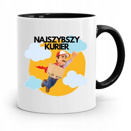 Kubek Czarny Dla Kuriera Najszybszy Kurier Prezent Z Nadrukiem Ze Zdjęciem na Arena.pl