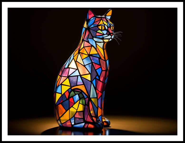 Plakat 100x75cm Koci Witraż zdjęcie 3